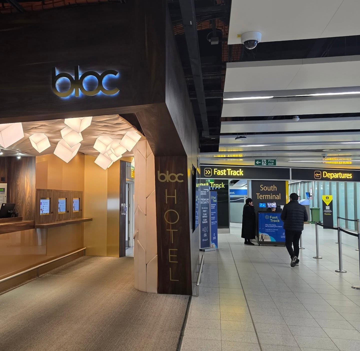 The entrance to Bloc Hotel inside Gatwick South Terminal
